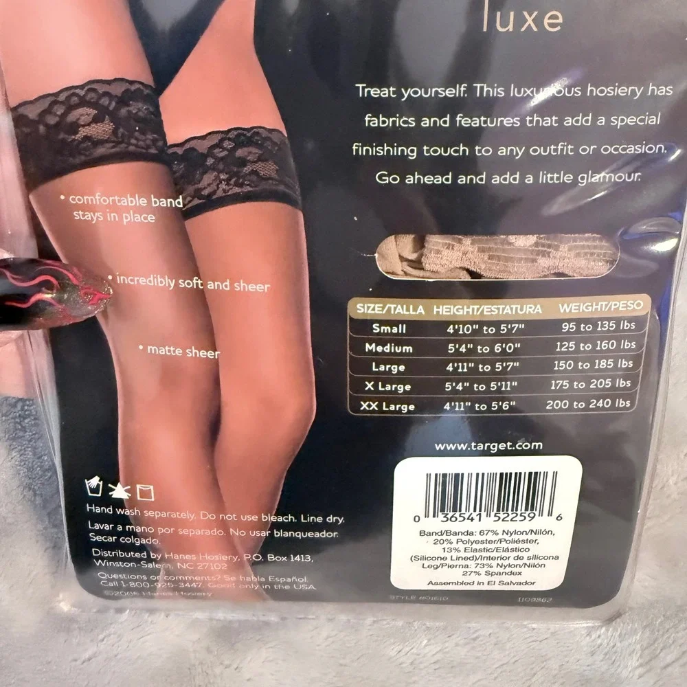 Solutions by Hanes Luxe Lace Top Thigh Highs Small Buff Beige Cashmere Sheer NIP